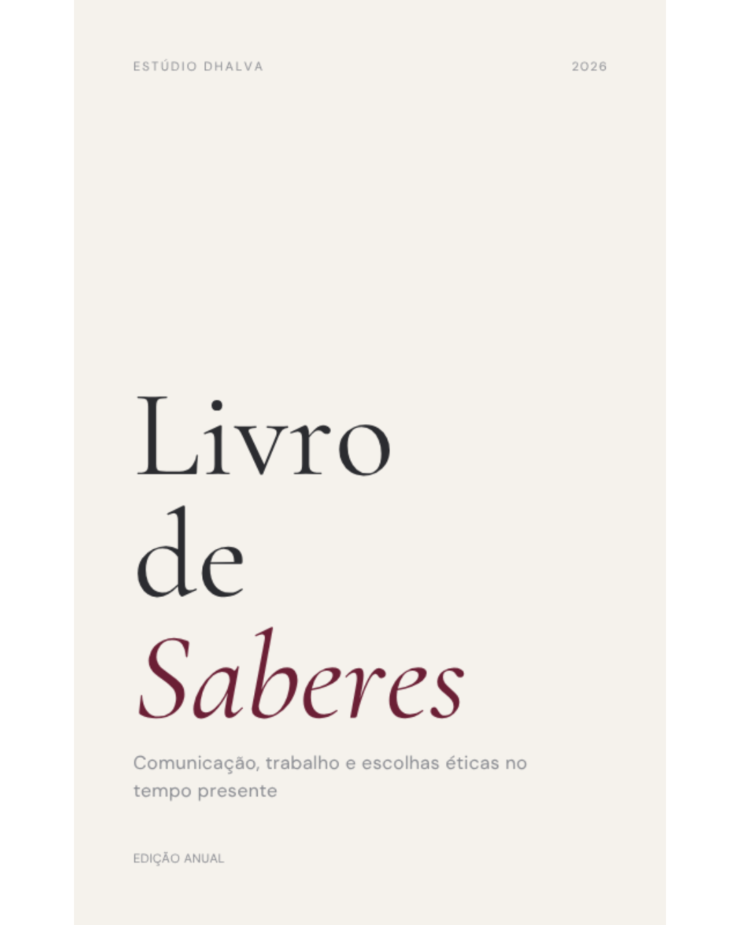 Livro de Saberes — Estúdio Dhalva